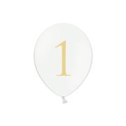 10 baloane albe cu cifra 1 - 30 cm