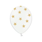 10 baloane albe cu stelute aurii 30 cm
