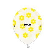 10 baloane transparente din latex cu flori galbene