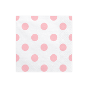 20 servetele albe cu buline roz 33 x 33 cm