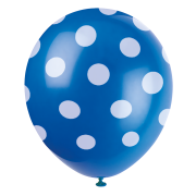 6 baloane albastre din latex cu buline albe