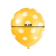 6 baloane galbene din latex cu buline albe - 30 cm