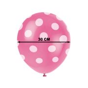 6 baloane roz din latex cu buline albe