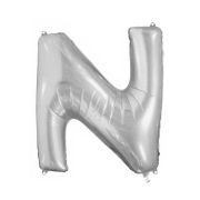 Balon folie argintiu litera N - 86 cm