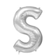 Balon folie argintiu litera S - 86 cm