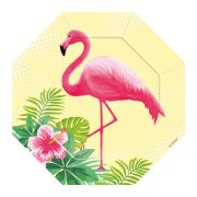 6 Farfurii hexagonale flamingo - 18 cm