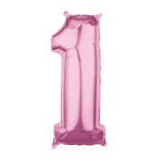 Balon folie cifra 1 roz - 86 cm