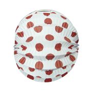 Lampion alb cu buline rosii 22 cm
