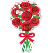 Balon folie buchet de trandafiri rosii de 76x45 cm