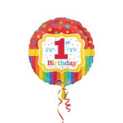Balon folie multicolor 1st Birthday 43 cm