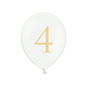 10 baloane albe cu cifra 4 - 30 cm