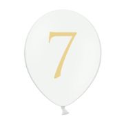 10 baloane albe cu cifra 7 - 30 cm