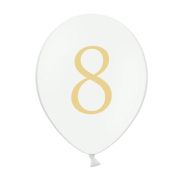 10 baloane albe cu cifra 8 - 30 cm