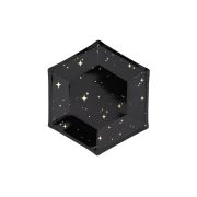 6 Farfurii negre hexagonale cu stele - 20 cm