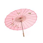 Umbrela chinezeasca roz cu flori
