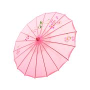 Umbrela chinezeasca roz cu flori pentru copii