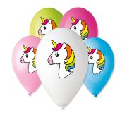 5 baloane colorate Unicorn - 30 cm