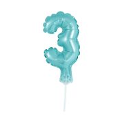 Balon decorativ cifra 3 bleu - 13 cm