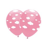 10 baloane roz cu nori - 30 cm