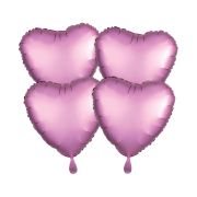 4 baloane inima roz satinat - 43 cm