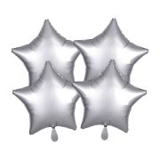 4 baloane stea argintiu satinat - 48 cm
