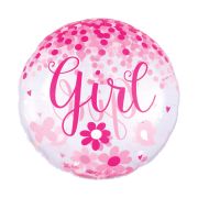 Balon folie cu confetti roz - 71 cm