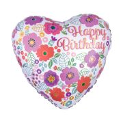 Balon inima cu floricele - 45 cm