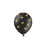 10 baloane negre cu stelute aurii- 25 cm