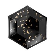 6 farfurii hexagonale cu lilieci - 20 cm