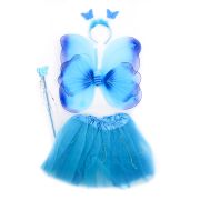 Aripi duble de fluture bleu cu luminite, fusta si accesorii