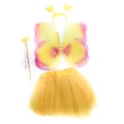 Aripi duble de fluture galben cu luminite, fusta si accesorii