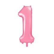 Balon roz cifra 1 - 86 cm