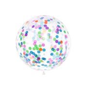 Balon transparent jumbo cu confetti multicolore- 90 cm