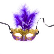 Masca de carnaval mov cu sclipici auriu