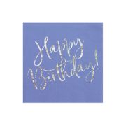 20 servetele Happy Birthday bleu - 33 x 33 cm