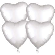 4 baloane inimă albe satinate - 43 cm