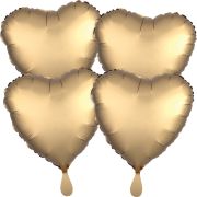 4 baloane inimă aurii satinate - 43 cm