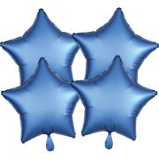 4 baloane stea albastre satinate - 43 cm
