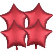 4 baloane stea roșii satinate - 48 cm