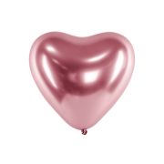 50 baloane metalice roz inimă - 30 cm