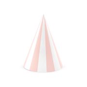 6 coifuri roz cu dungi albe - 16 cm