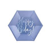 6 farfurii bleu Happy Birthday - 20 cm