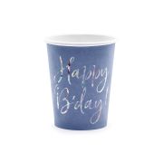 6 pahare albastre Happy Birthday - 220 ml