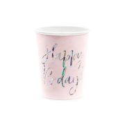 6 pahare roz Happy Birthday - 220 ml