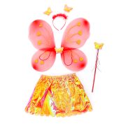 Aripi de fluture rosii cu sclipici auriu, fusta si accesorii