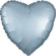 Balon inimă bleu satinat - 43 cm
