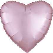 Balon inima roz satinat - 43 cm