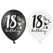 10 baloane albe și negre majorat - 30 cm