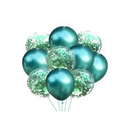 10 baloane verzi și transparente cu confetti
