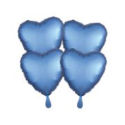 4 baloane inimă albastre satinate- 43 cm